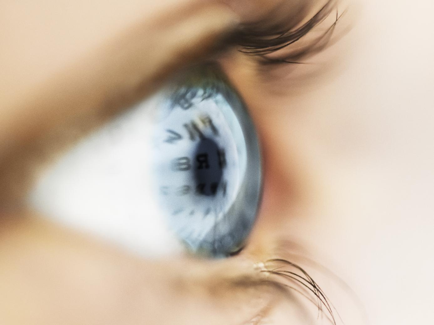 close-up blue eye side view