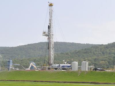 An active Marcellus Shale gas well site in Pennsylvania.