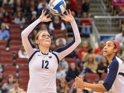 Penn State women's volleyball players Micha Hancock and Nia Grant