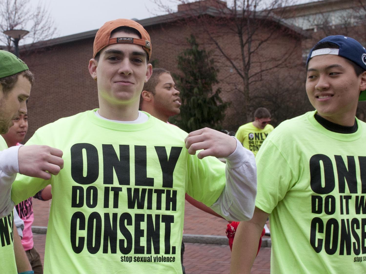 Do it with consent T shirt displayed a Walk a Mile in Her Shoes event