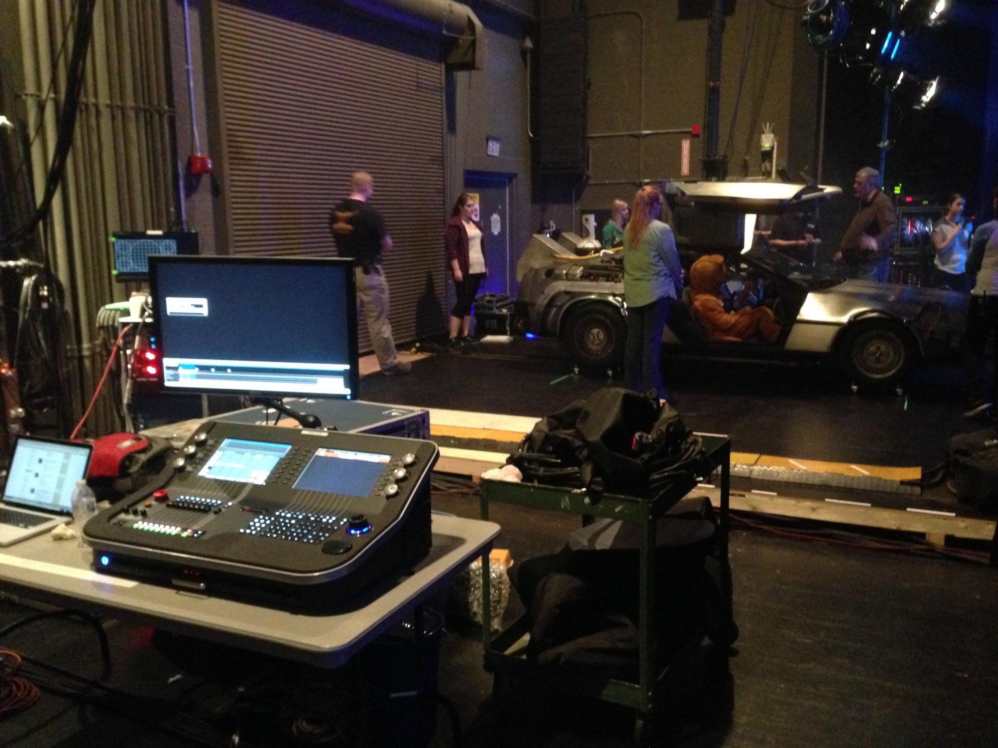 Capital Campaign dress rehearsal with the Lion. (Shot from Automation control.)