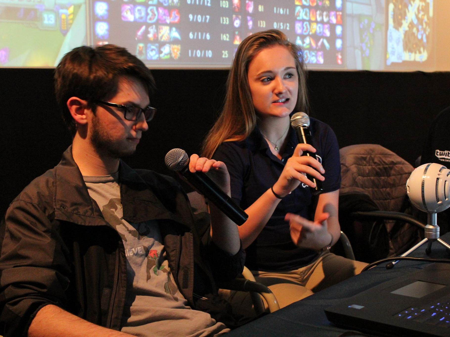 Bria Donnelly helps broadcast "League of Legends" at Penn State's eSports tournament.  