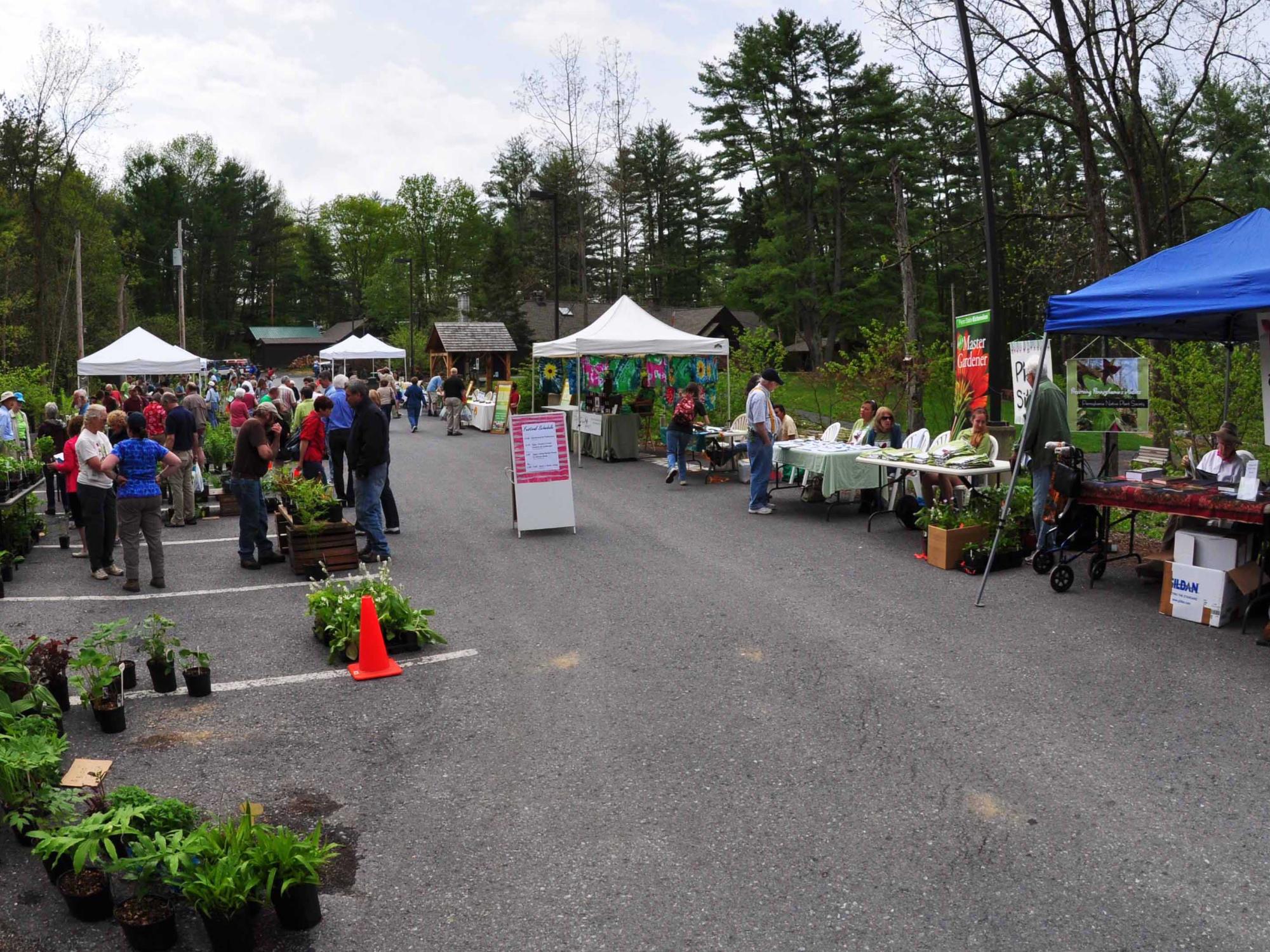 Vendors and shoppers at plant festival