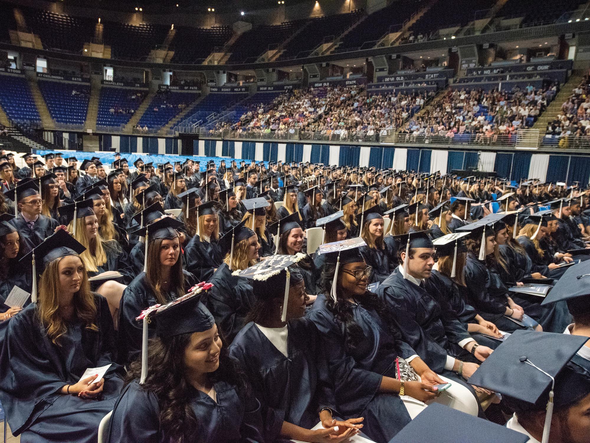 More than 300 graduating students, their families and friends heard inspiring words from commencement speaker Michelle Asha Cooper at College of Education commencement exercises held May 6, 2018, in the Bryce Jordan Center on the Penn State University Park campus.