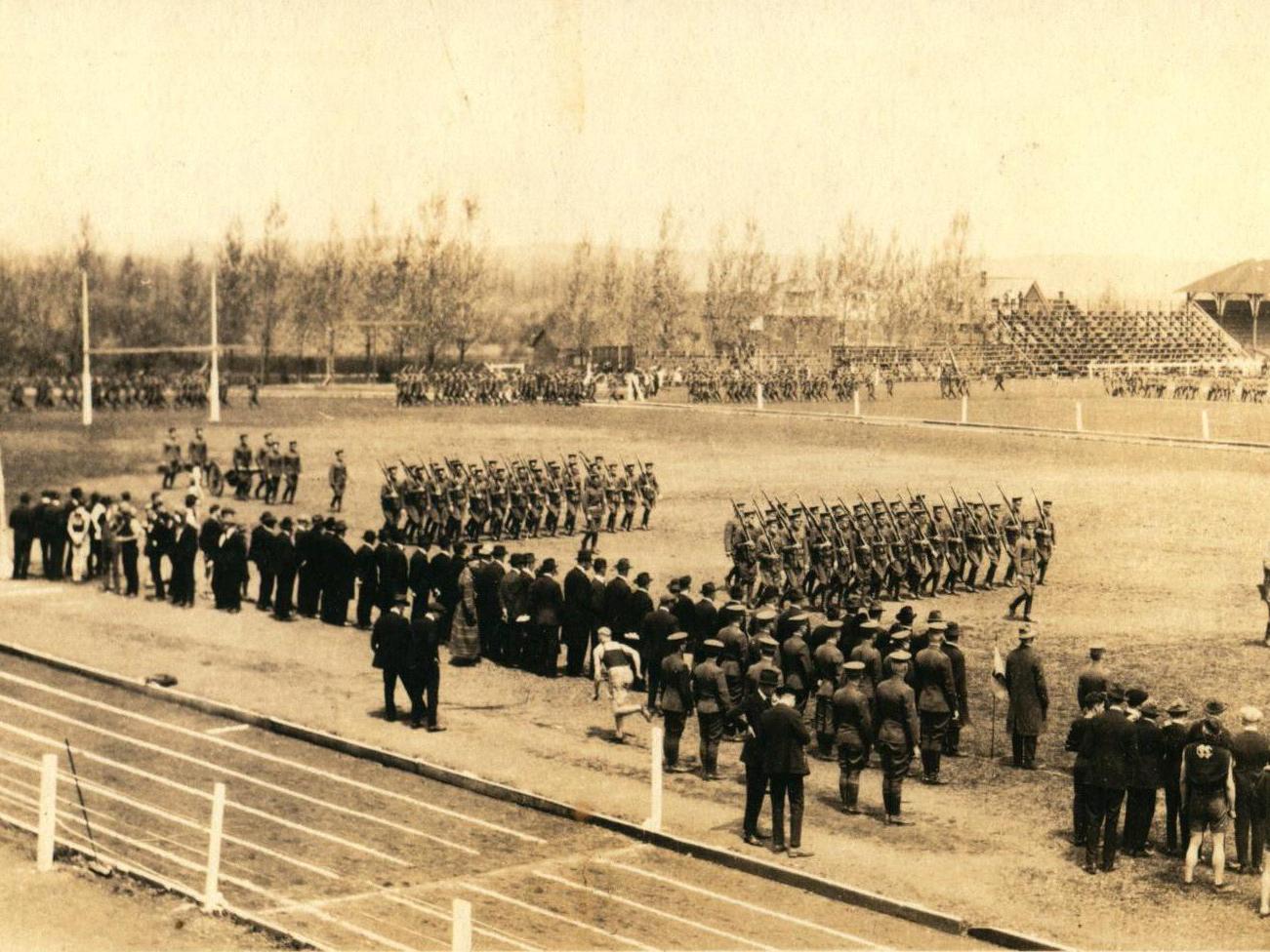 Cadets drill during May Day 1920