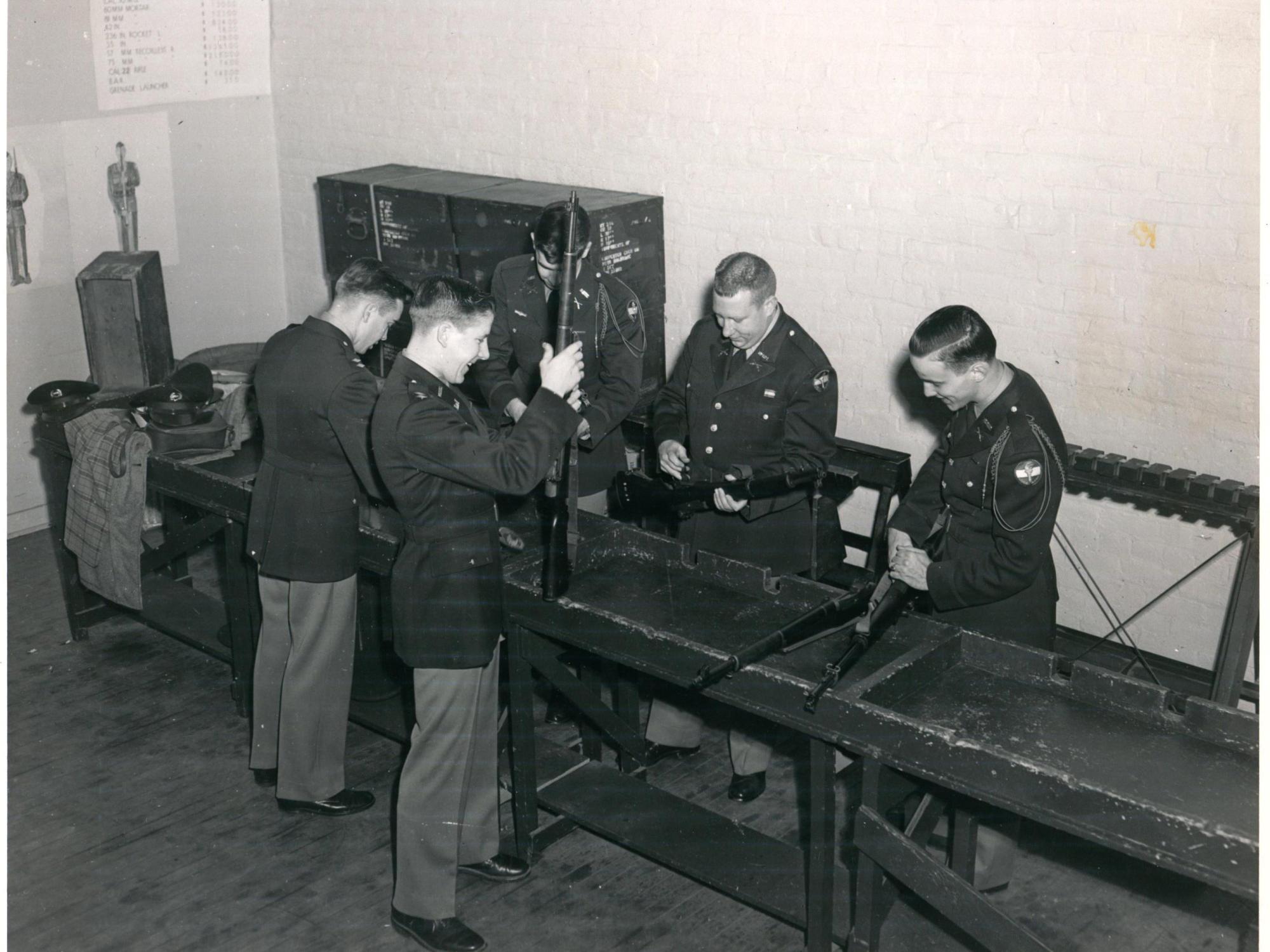 Cadets acquaint themselves with the M-1 rifle in 1953