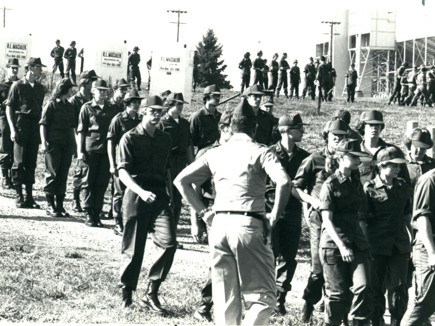 Army ROTC cadets near Beaver Stadium in 1980