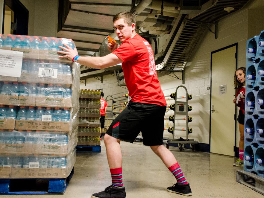A THON student with a squirt gun 