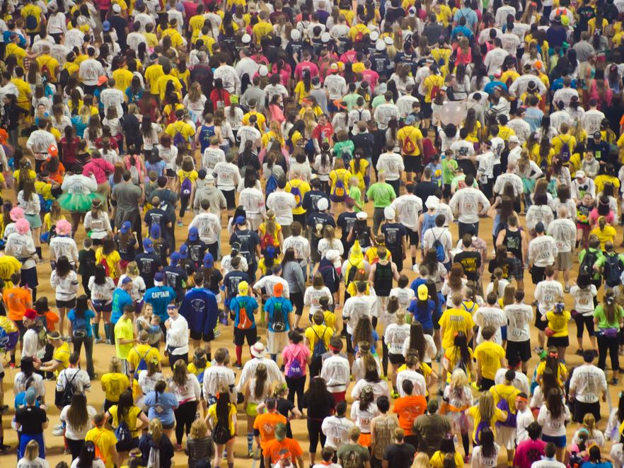 Penn State students standing on the dance floor for THON 2015