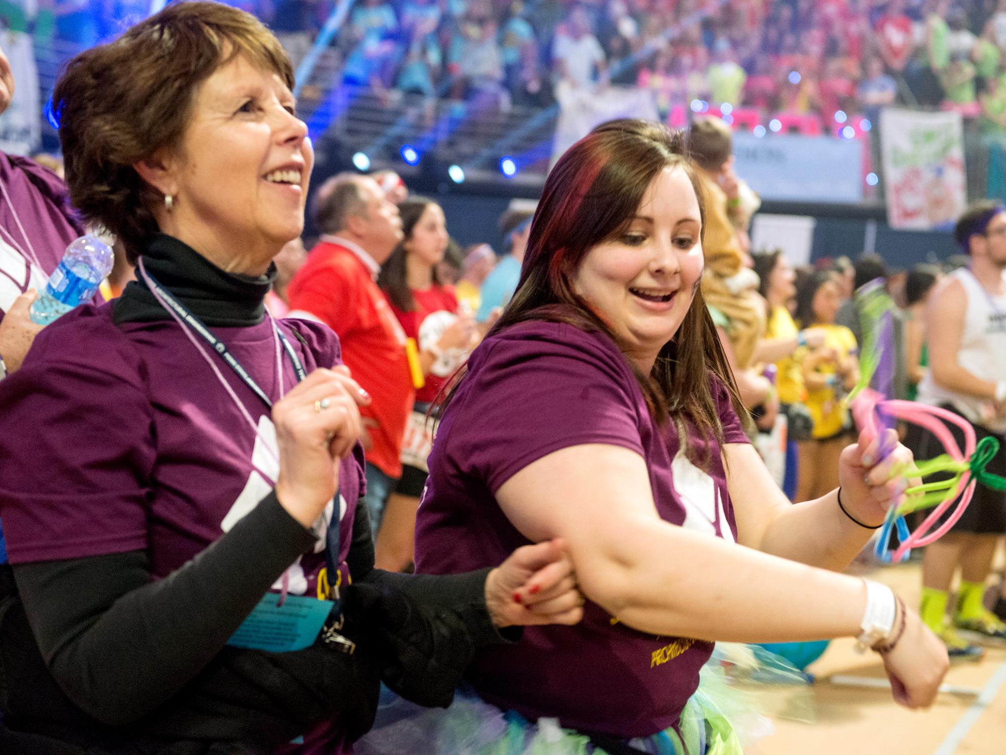 Megan and Gaynor Grant dancing at THON 2015