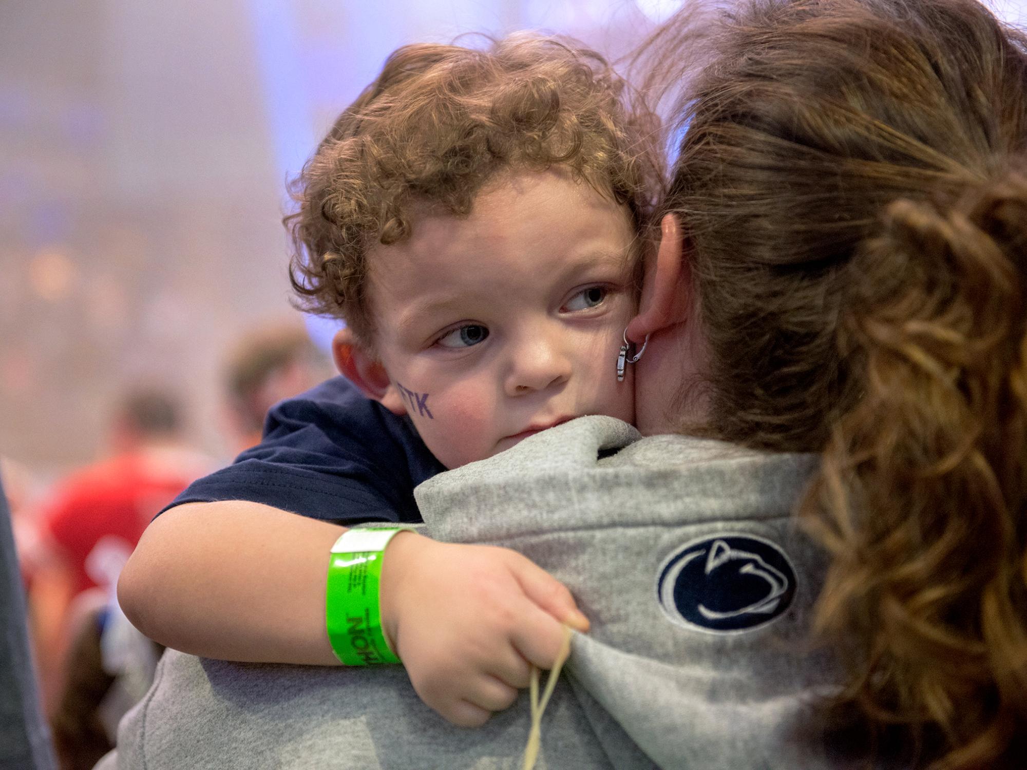 Boy and his mom at THON 2015