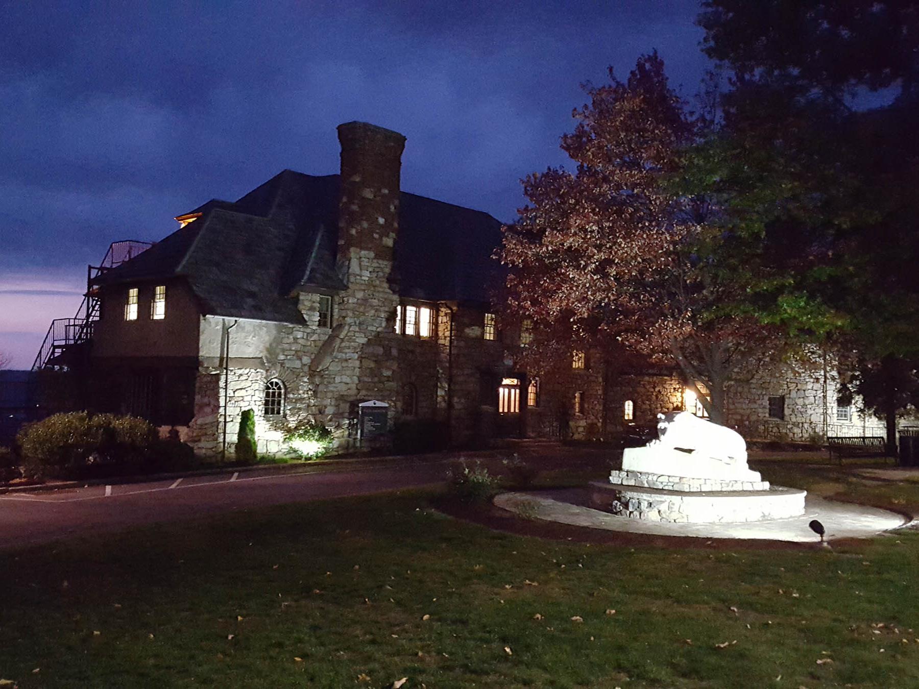 Schiavo Hall at night