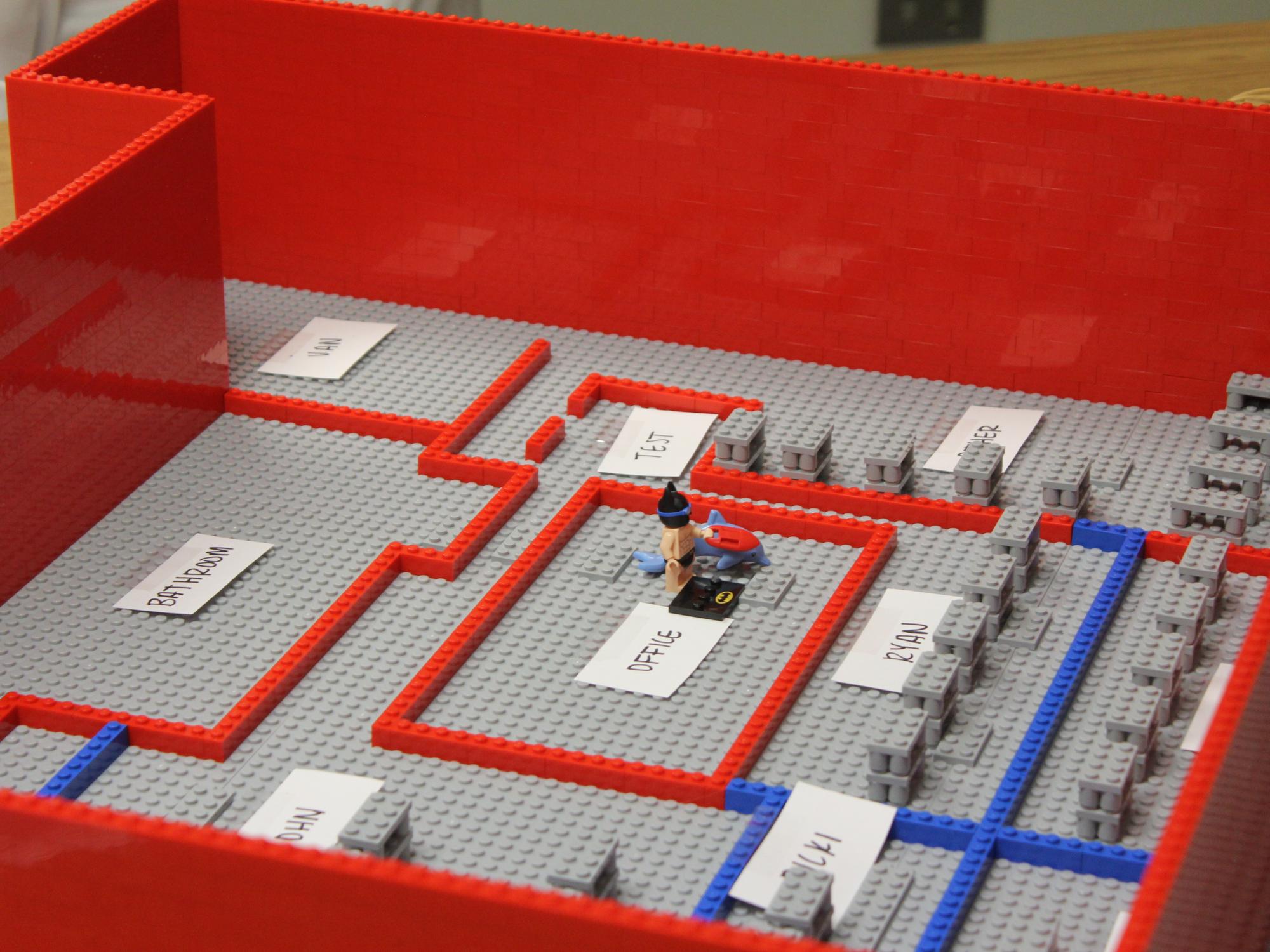 A close-up of the spring capstone team’s proposed inventory floor, made of LEGO Bricks. 