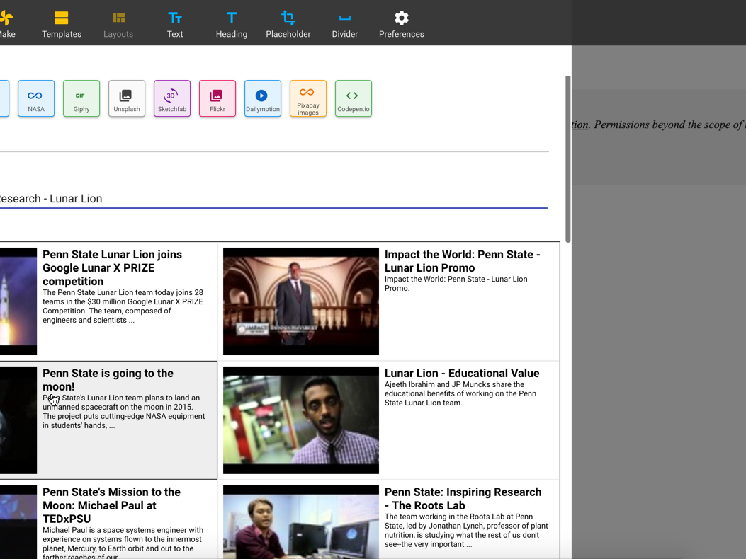 HAX Screenshot of "find content" page