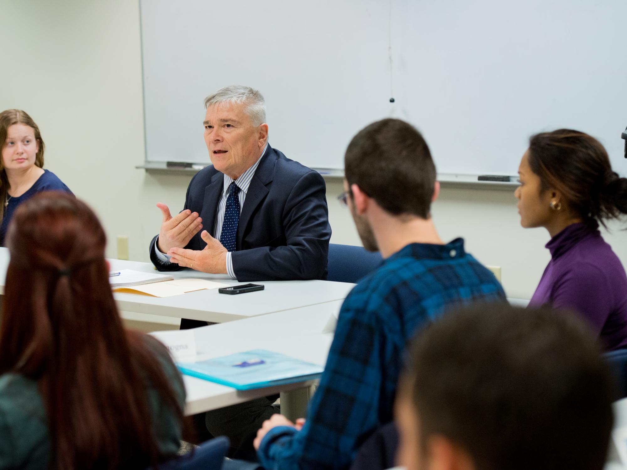 President Barron and students in his class