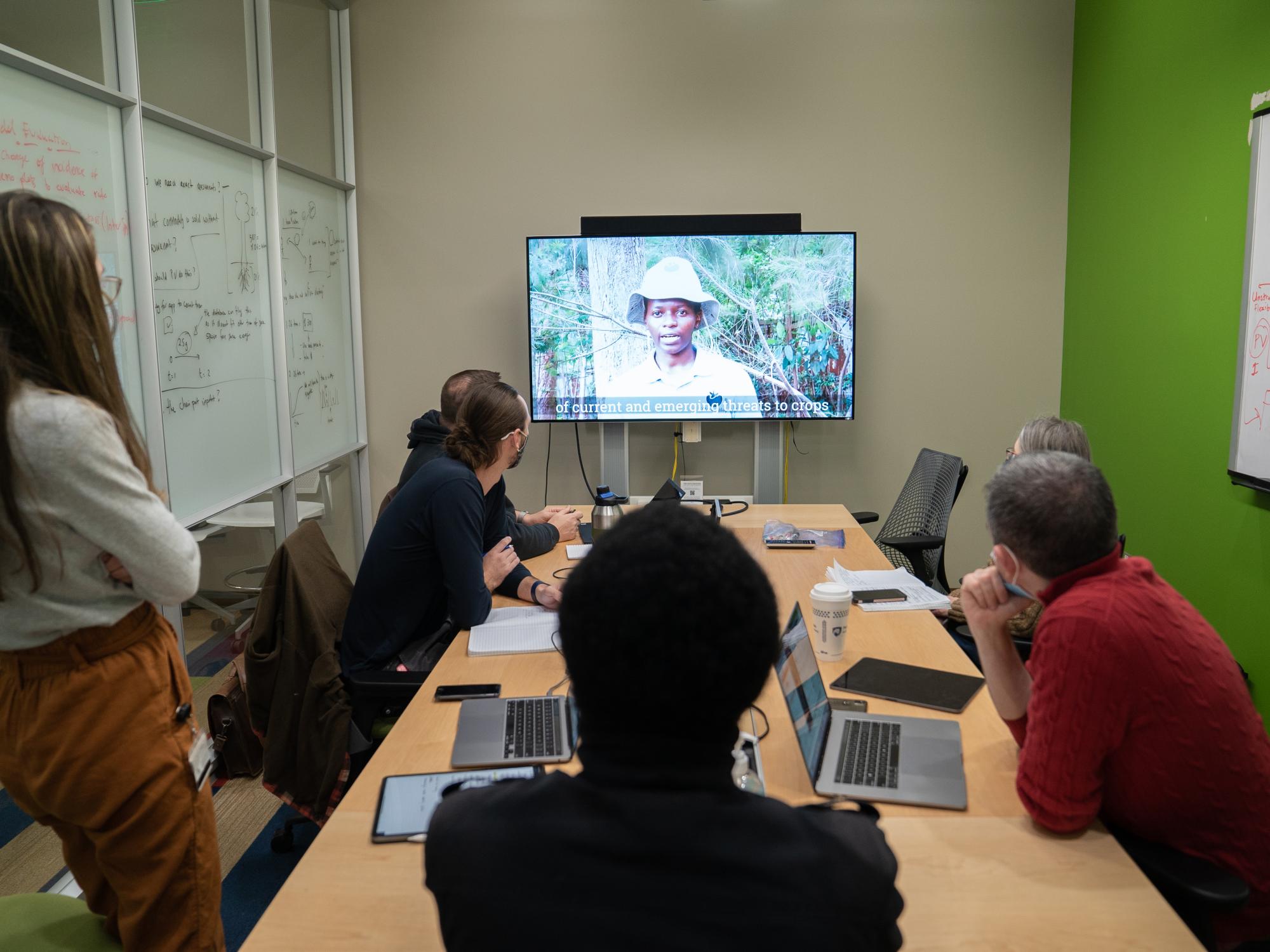 PlantVillage team videoconferencing with colleague in Africa