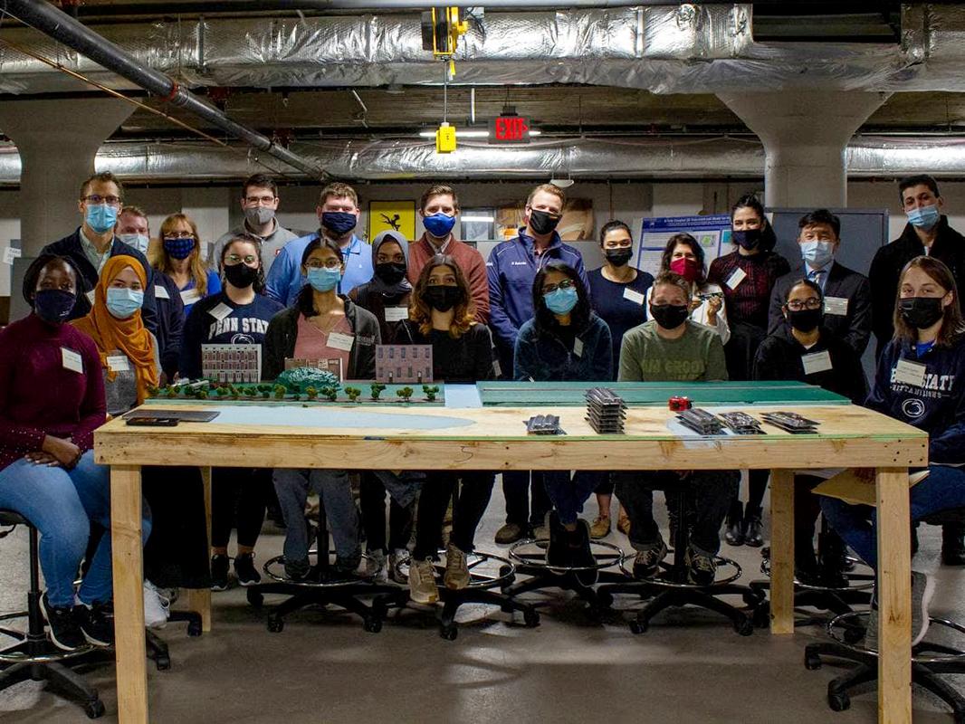 Students, faculty, and industry representatives participating in the 2021 Women in Engineering Competition