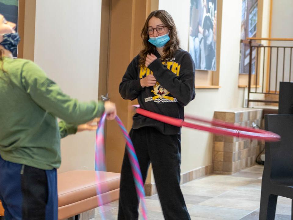 Students hula hooping