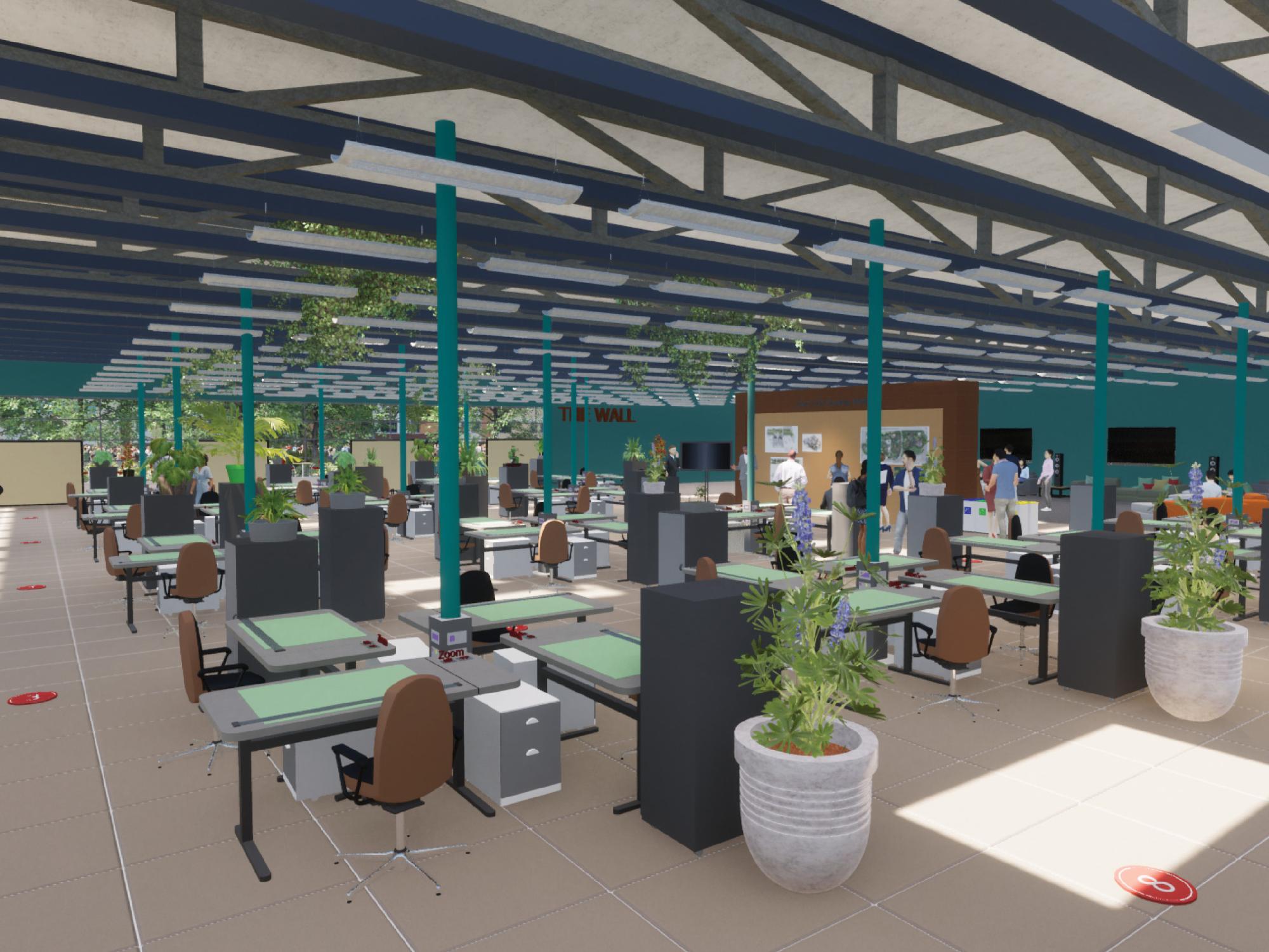 A rendering of the landscape architecture studio space in Stuckeman Family Building.