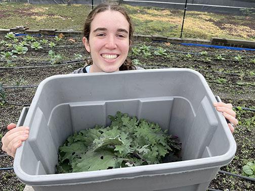 Claire Byrnes with kale