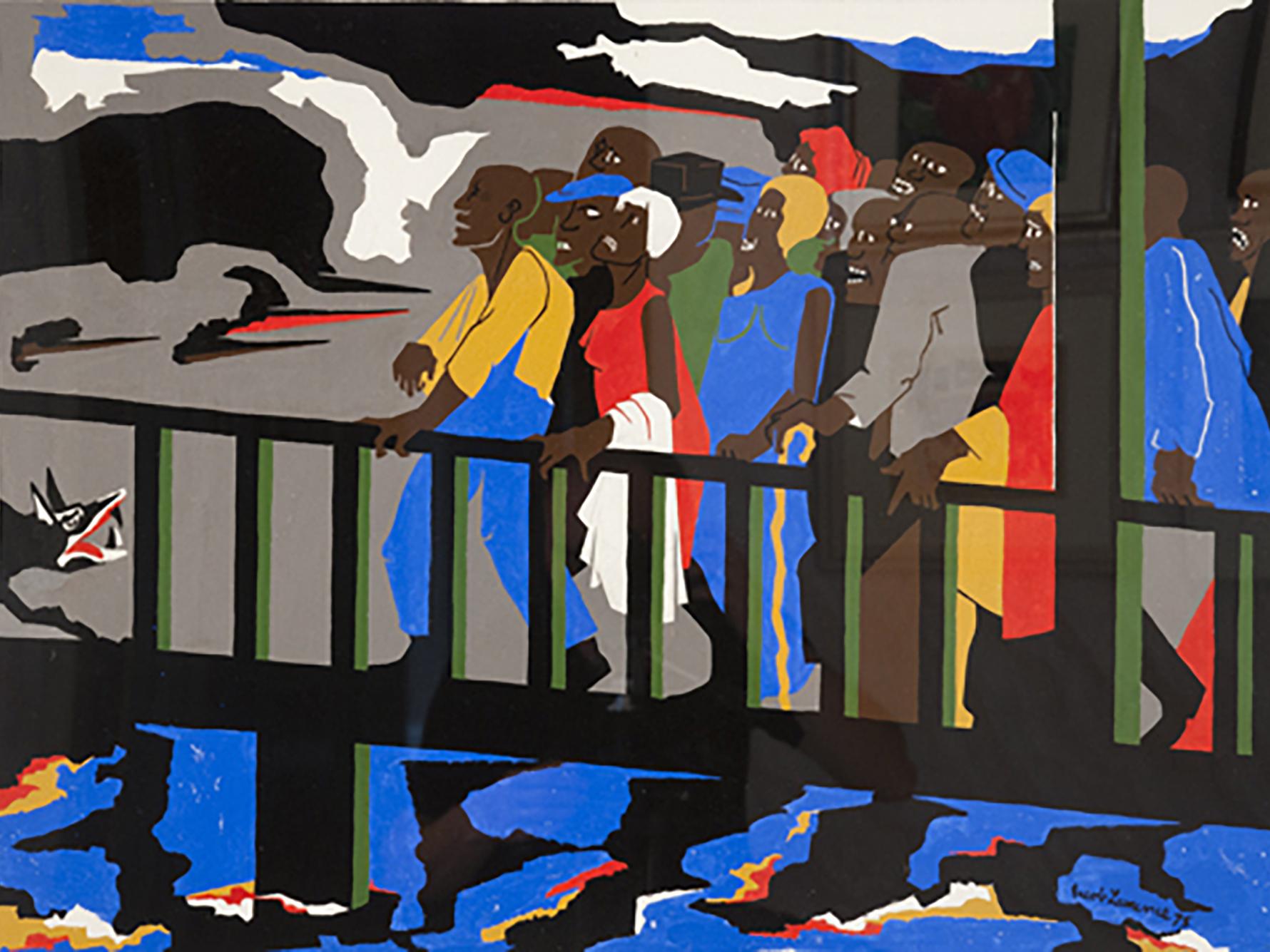 Jacob Lawrence (American, 1917–2000), Confrontation at the Bridge, 1975