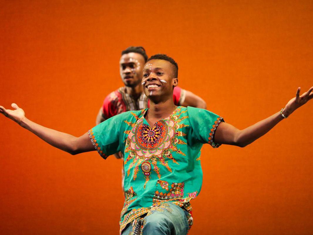 A member of the ZuZu African Acrobats during a performance.