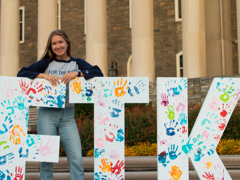 Caroline Camp in front of Old Main