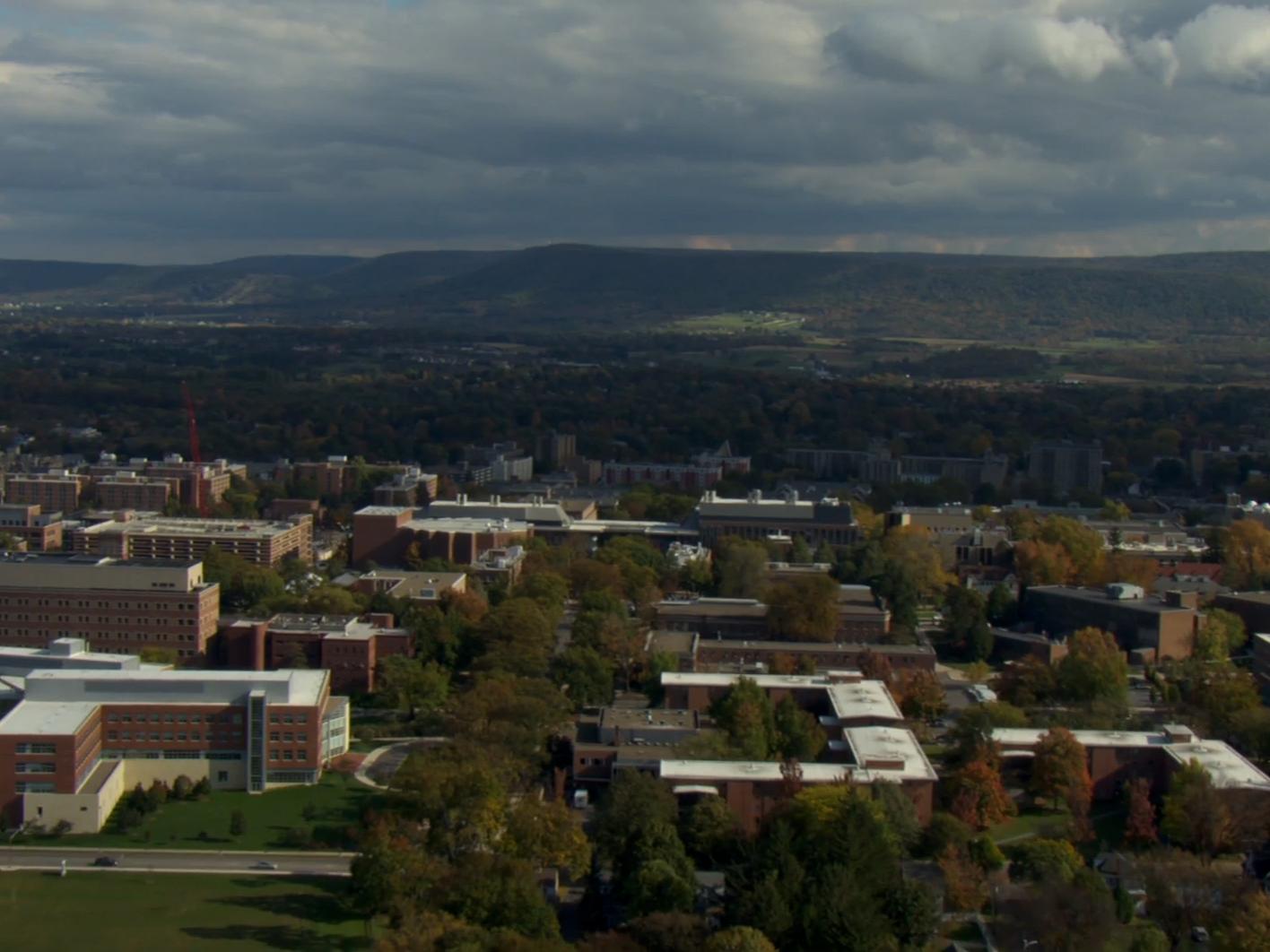 University Park campus aerial view from Schreyer House