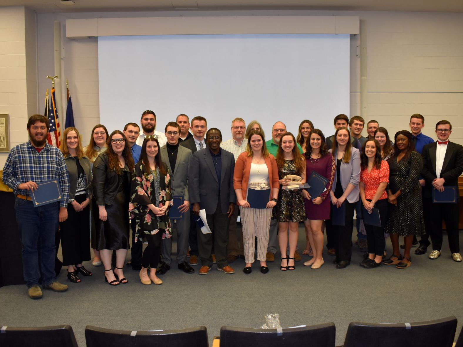 Students and faculty gather for awards