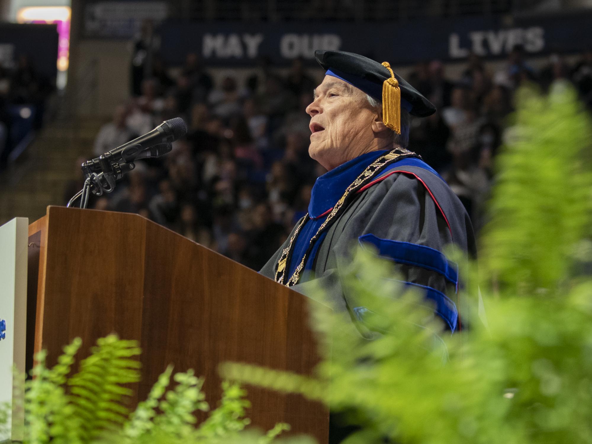 President Barron at commencement