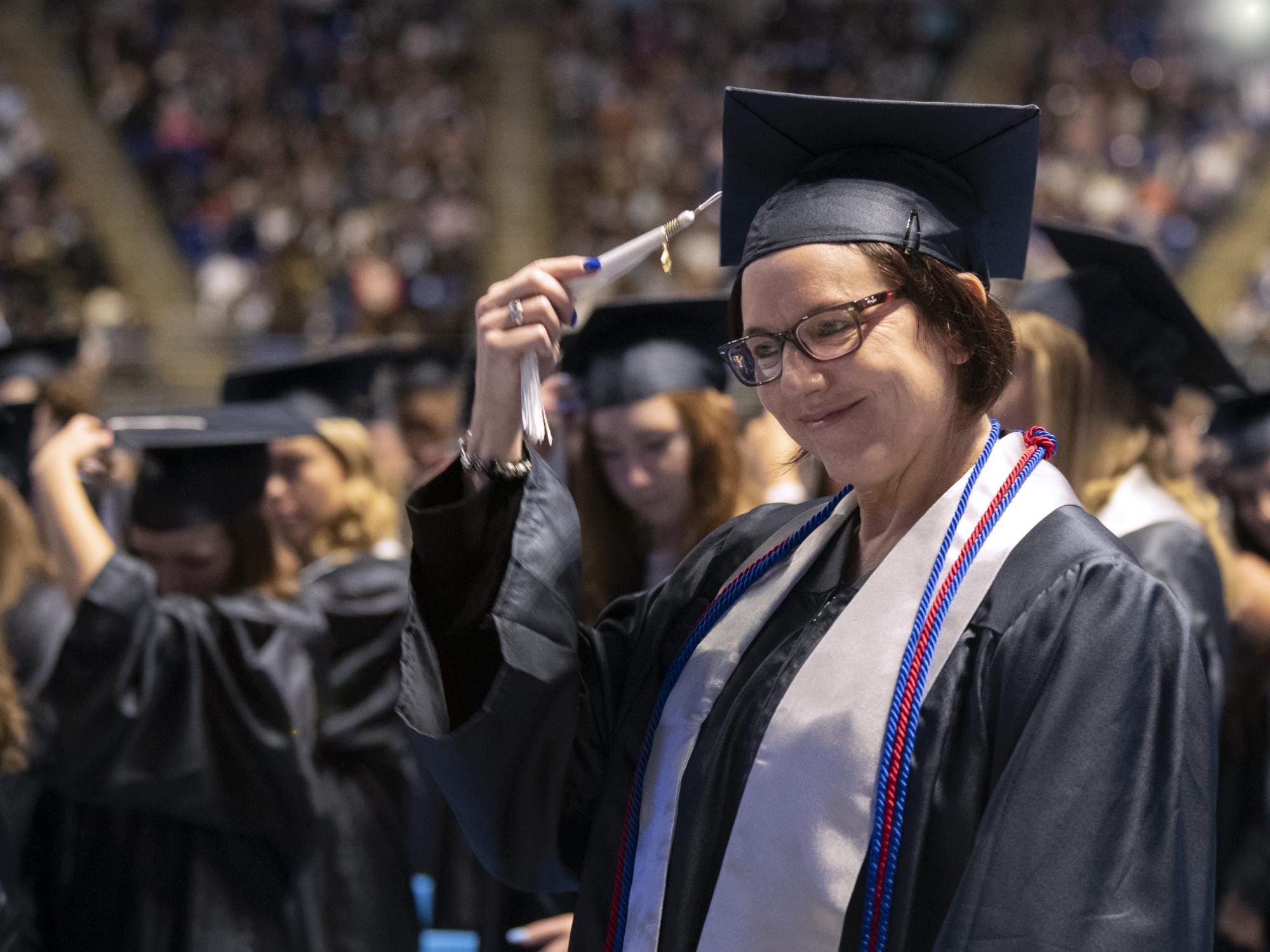 graduate turns her tassel