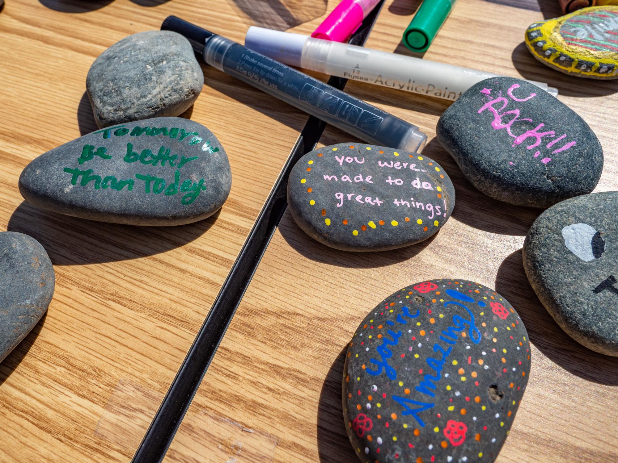 Kindness rocks featured on table at PSU-LV Arts Fest 