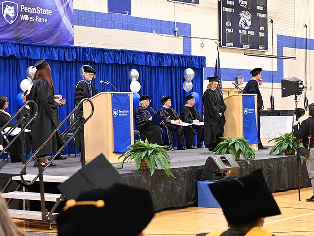 The stage during commencement