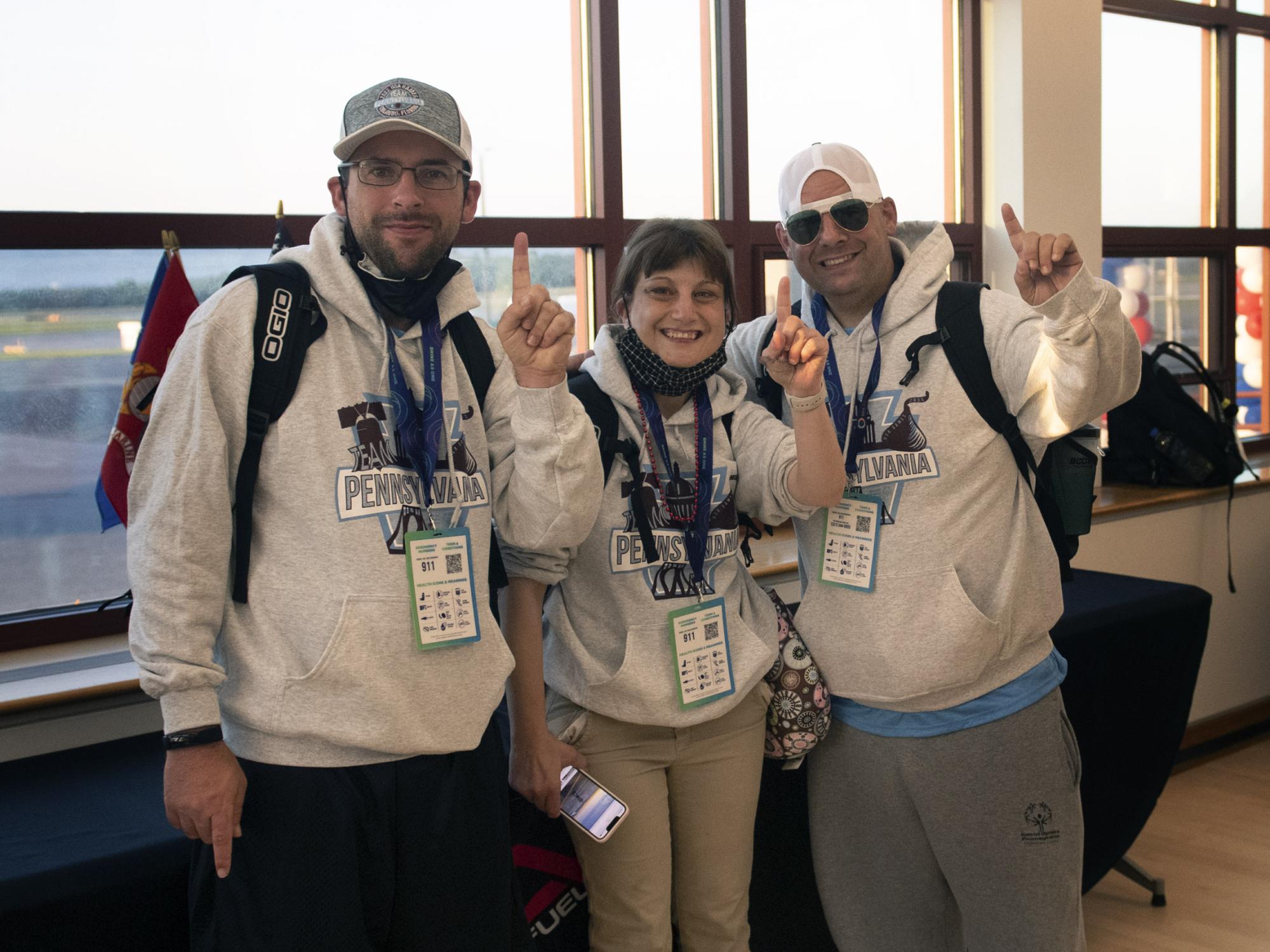 Special Olympians at the Penn STate General Aviation Terminal