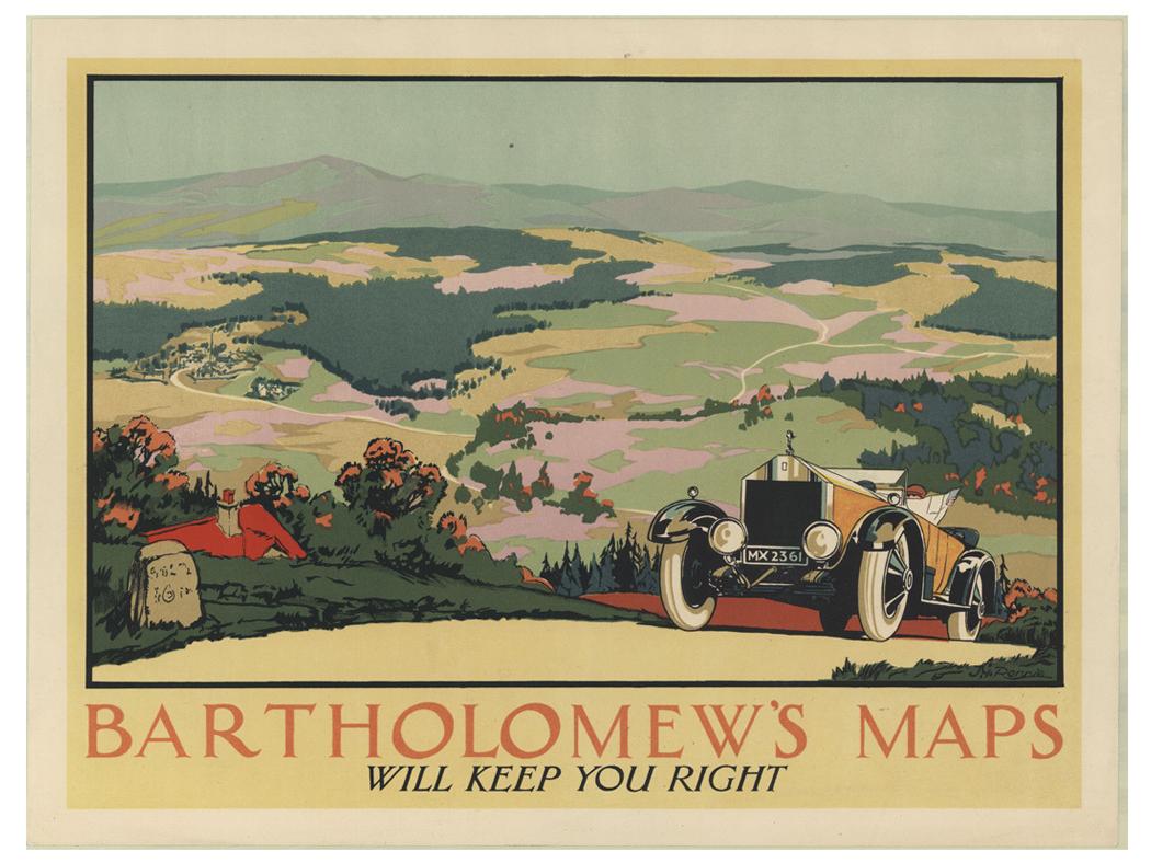 An image from the Bartholomew Archive featuring the text "Bartholemew's Maps will keep you right."