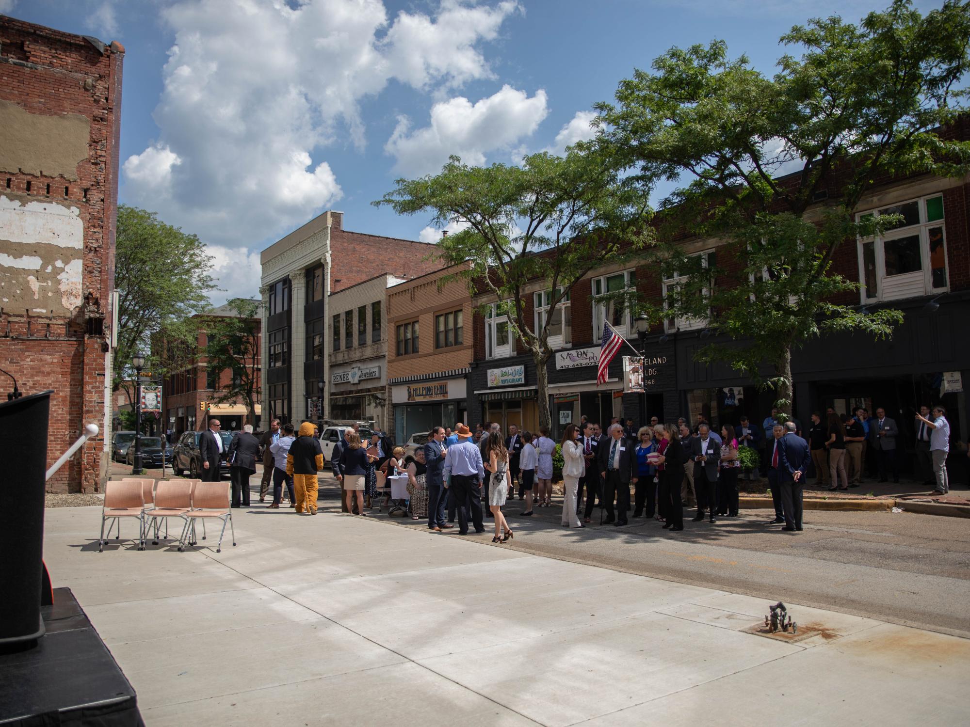 Group of people waiting outside for event to start