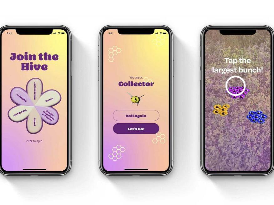 An augmented reality game on a phone that teaches users about pollinators and the arboretum