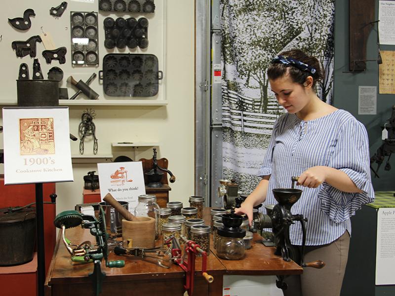 girl inspecting stuff