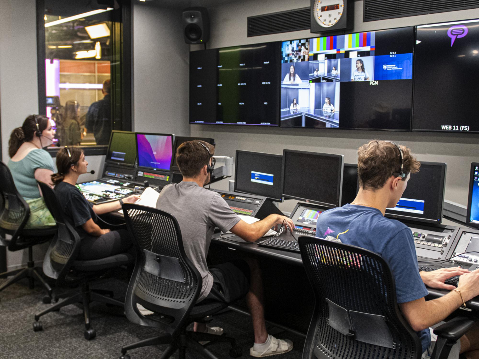 Control room in the television production studio at College of Communications