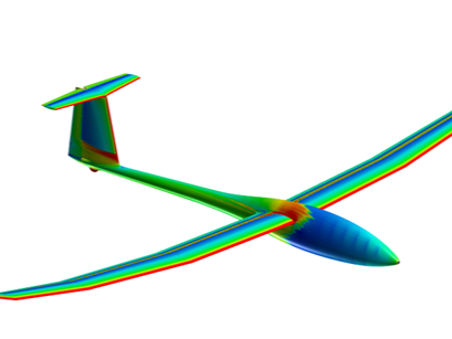 A computerized image of a sailplane