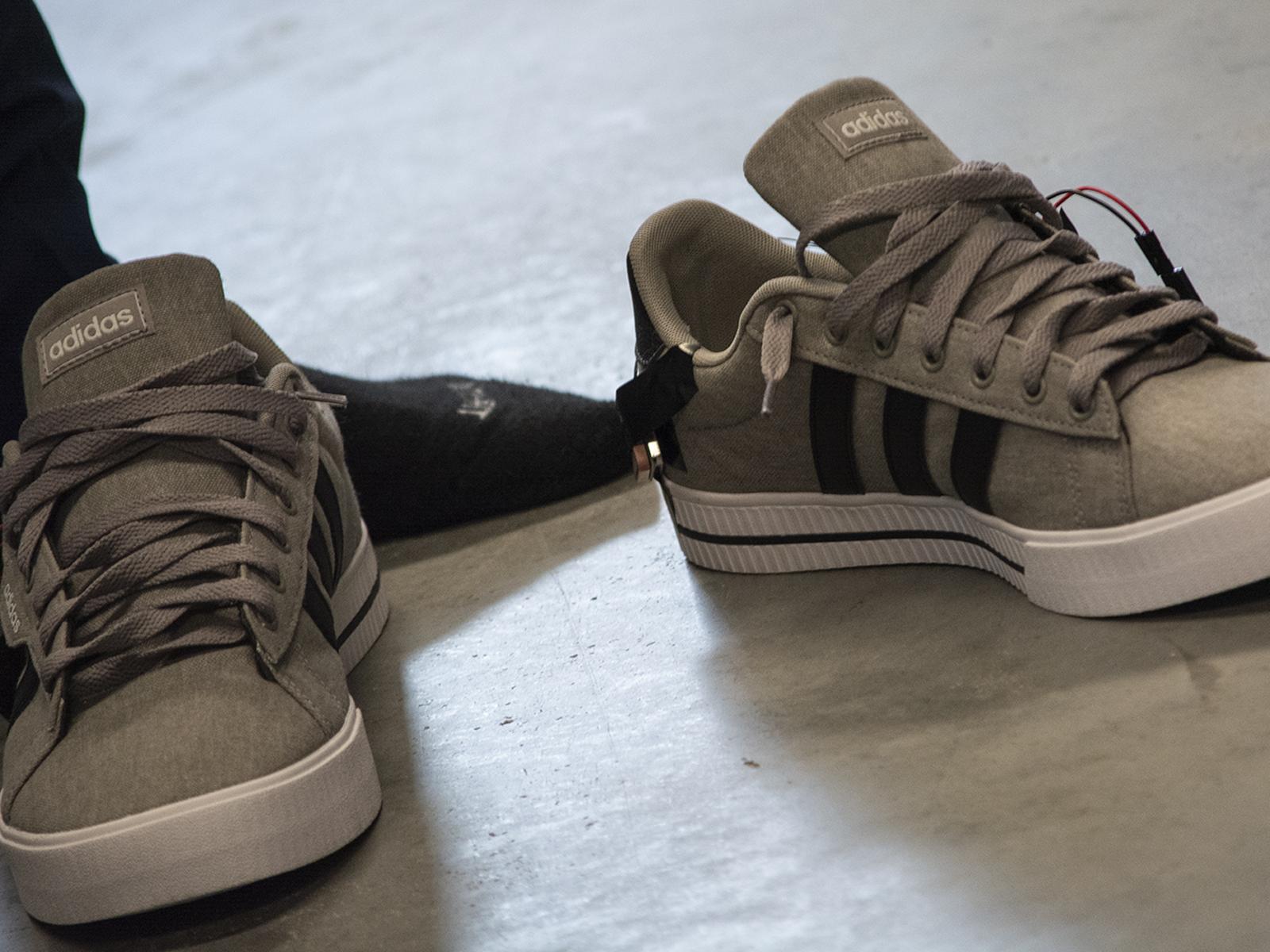 A pair of grey shoes