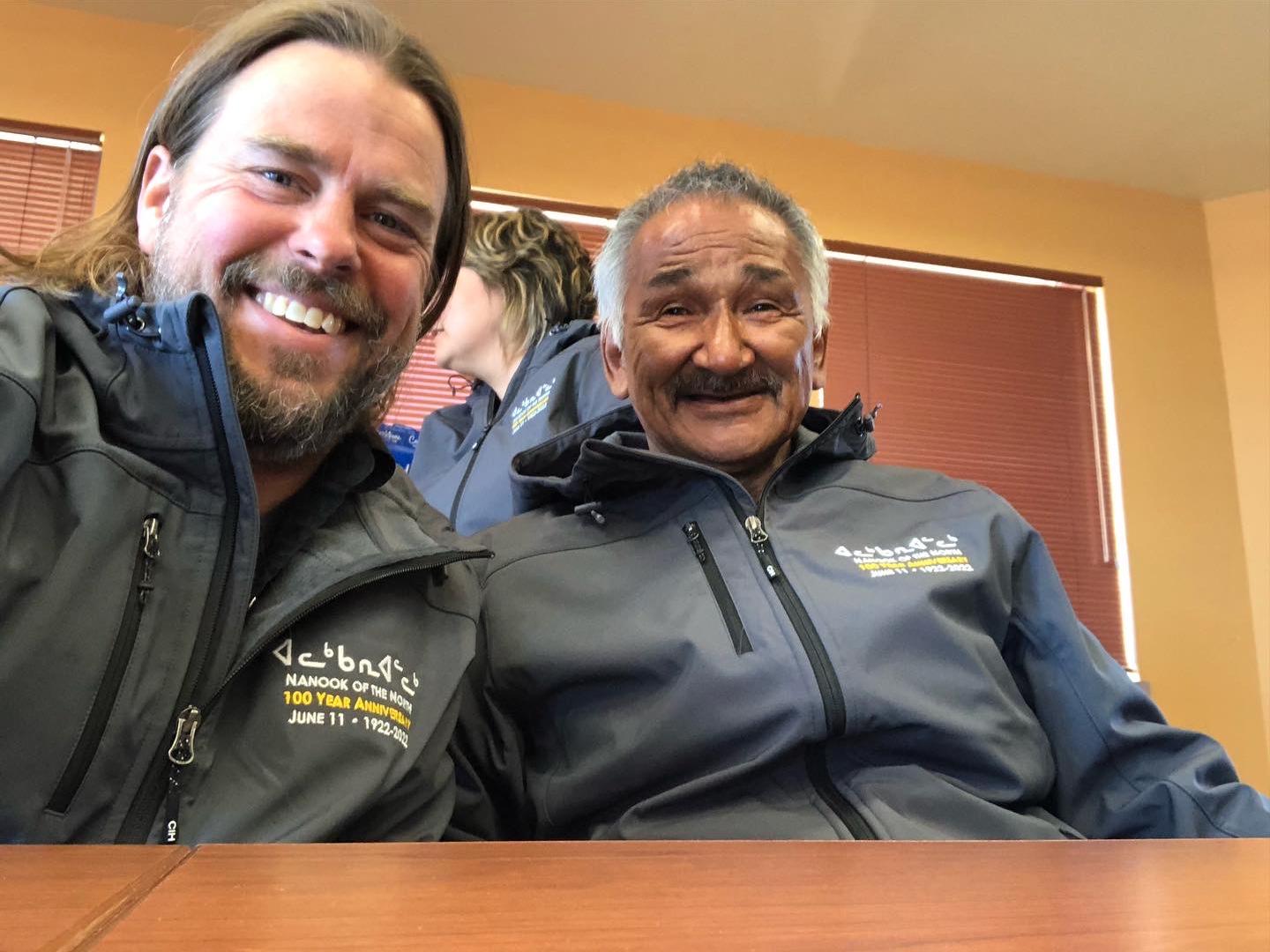 Kirk French and Shaomik Inukpuk  pose for camera 