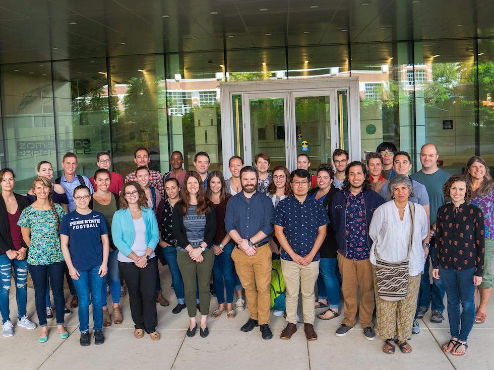 Microbiome Center members after a weekly meeting. 