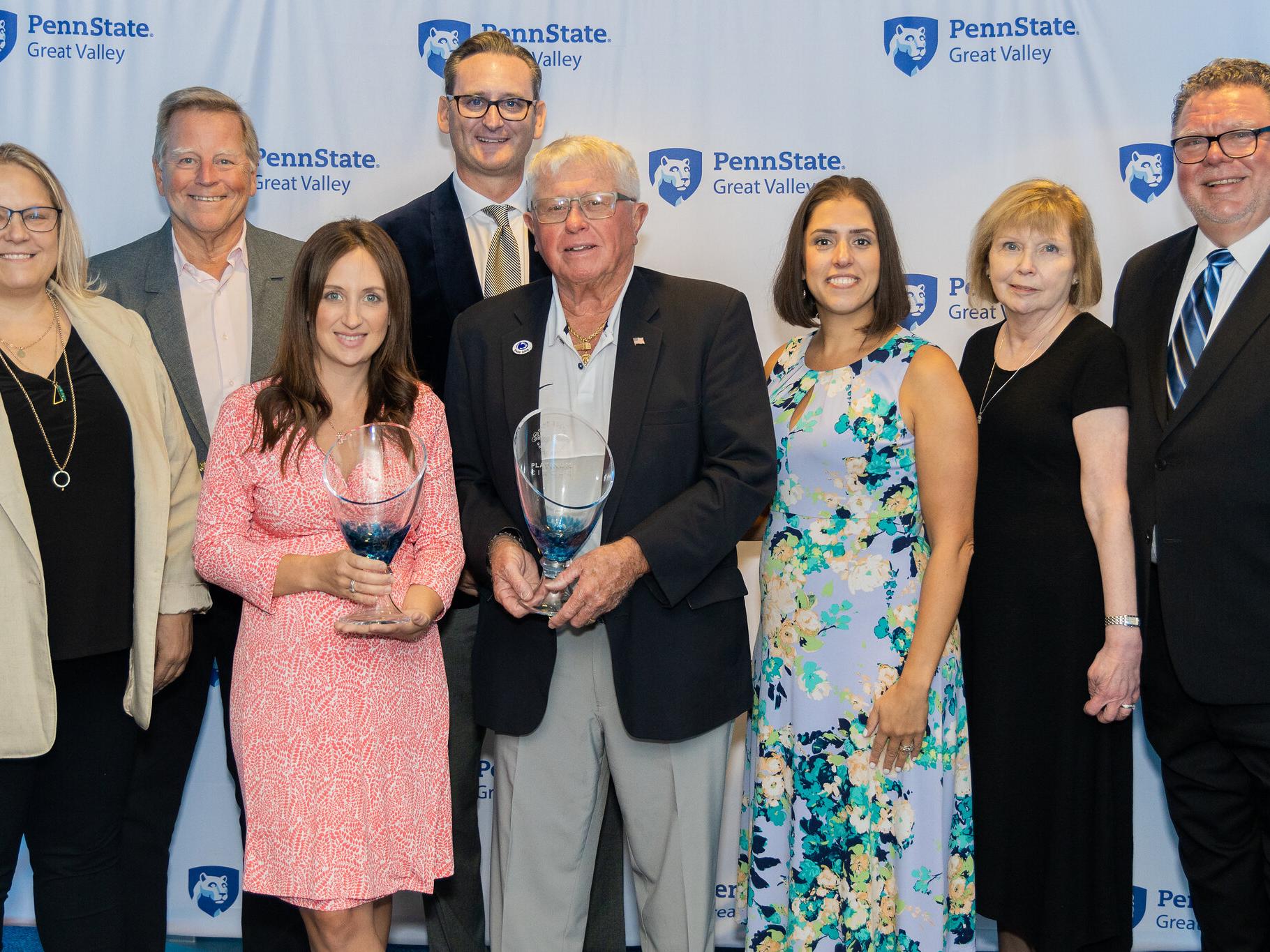 Platinum Circle members standing in front of a Penn State Great Valley backdrop