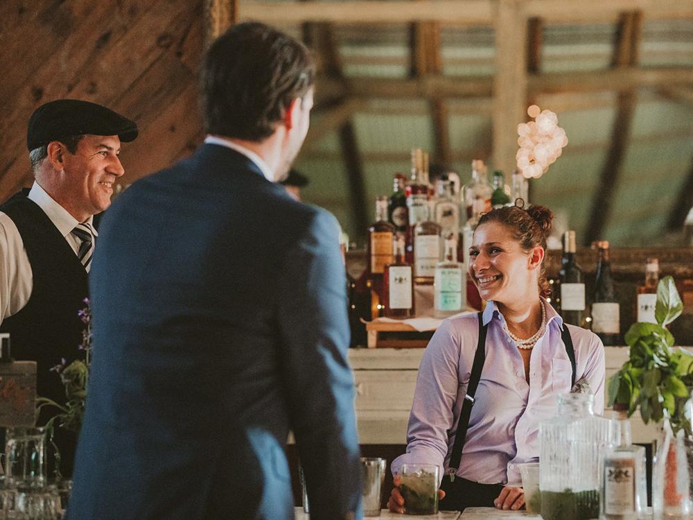 Jessica Glick working behind the bar at an event at Gillbrook Farms in Warriors Mark, Pennsylvania. 