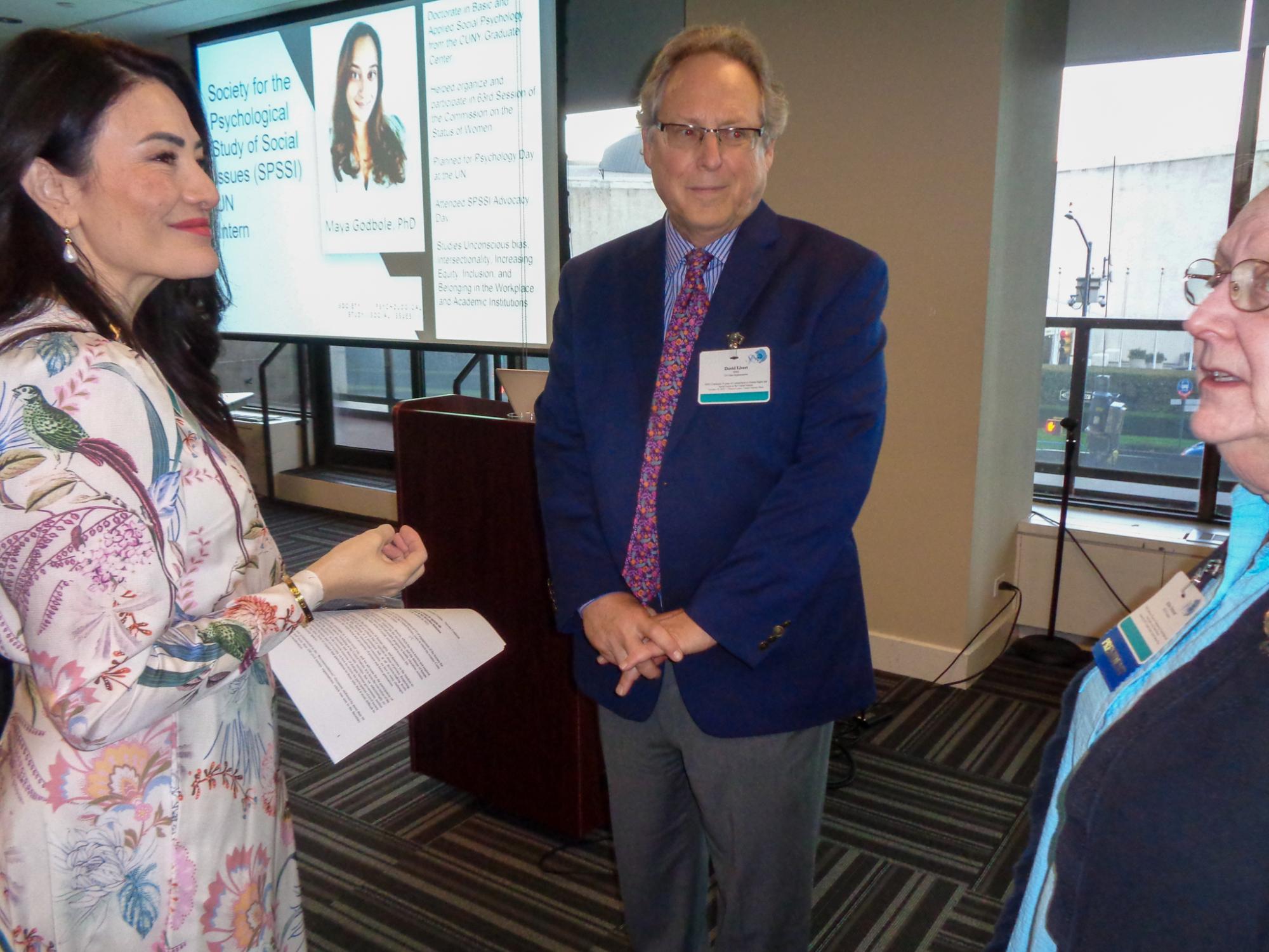 David Livert with Ambassador Chan of Costa Rica and Abigail Stewart, SPSSI president