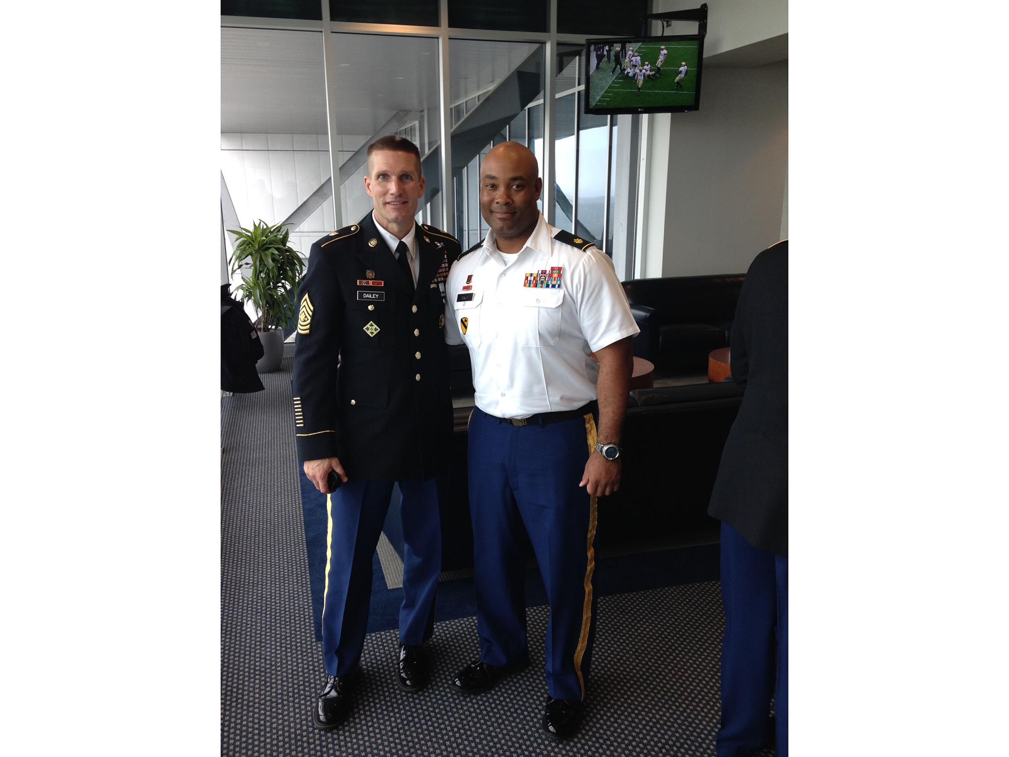 Maj. Phillip Ealy with the Sergeant Major of the Army