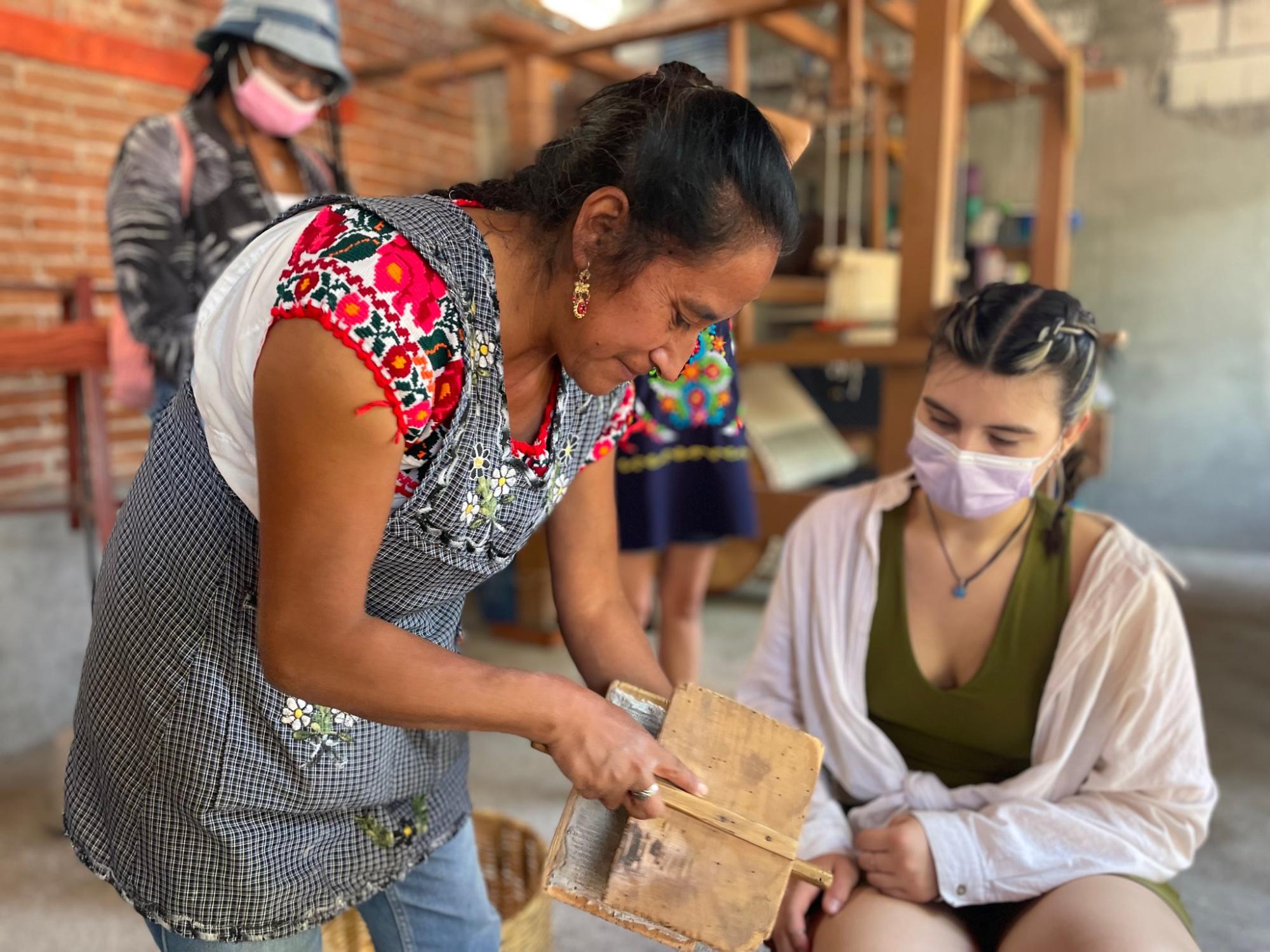 Woman from Oaxaca with Penn State student