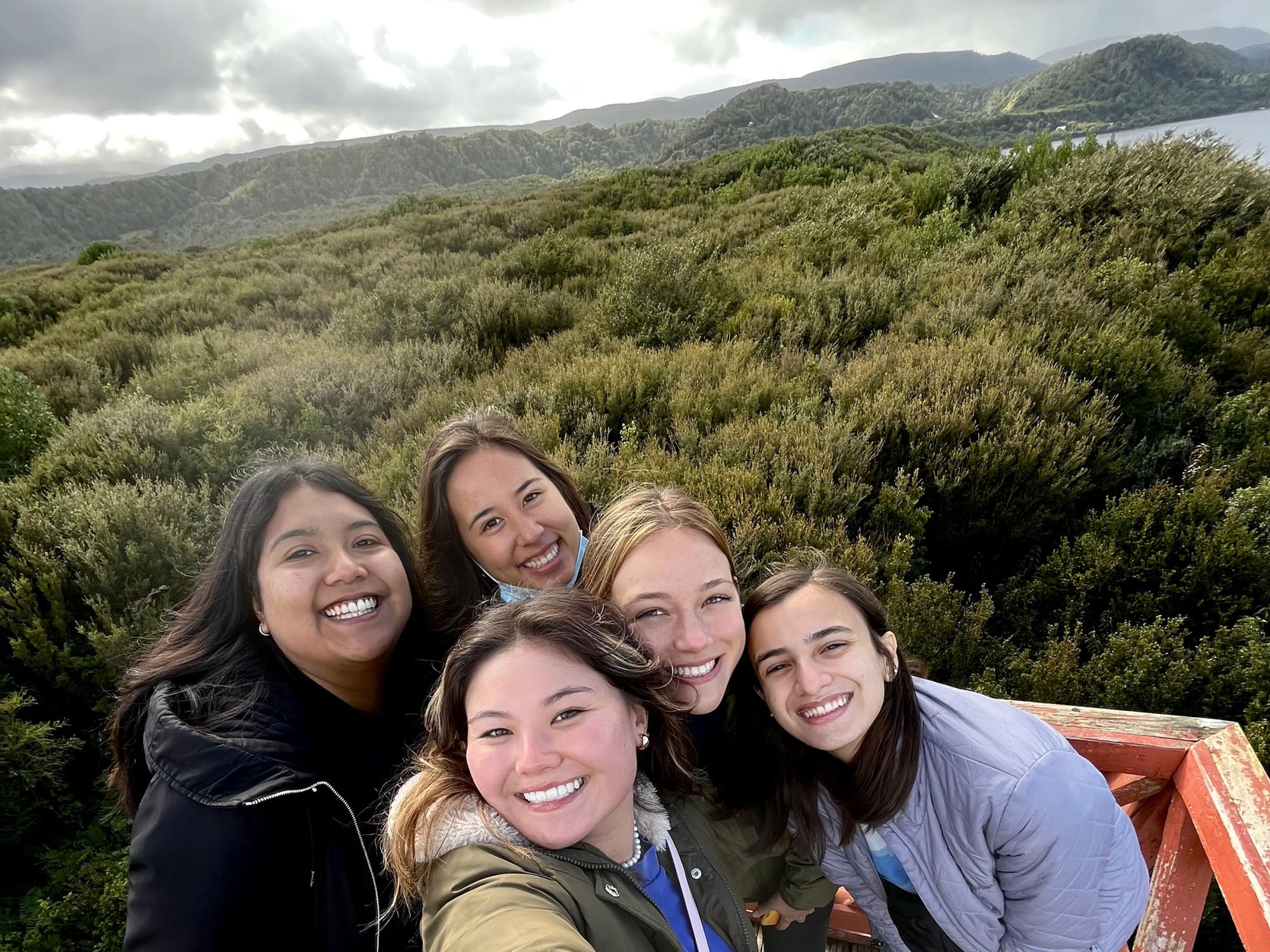 Luisina Kemanian-Leites on a hike with classmates on the island of Chiloé in Chile.