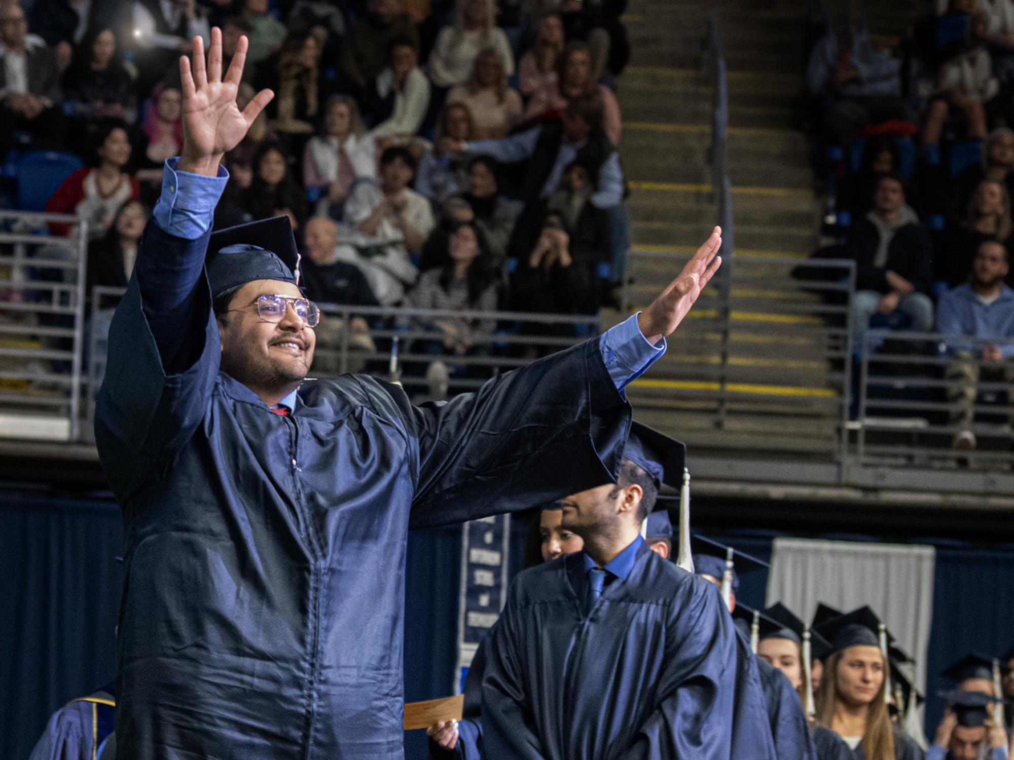 waving to family